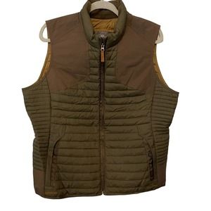 Eddie Bauer Womens Microtherm Goose Down Field Vest Jacket Medium Moss Green Zip